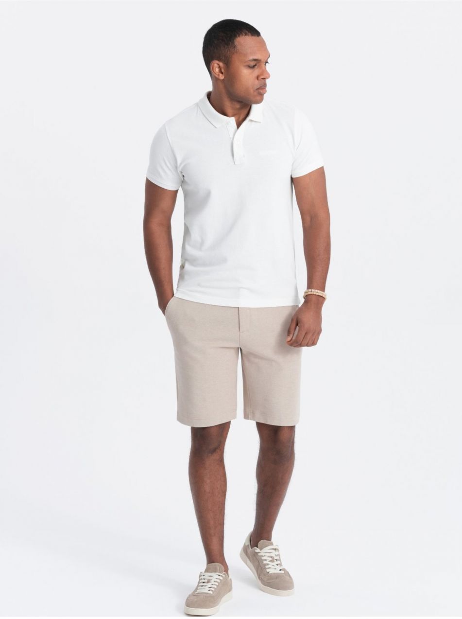 Béžové pánske melírované kraťasy Ombre Clothing