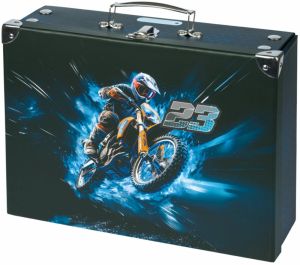 Modrý skladací školský kufrík s kovaním Baagl Motorka