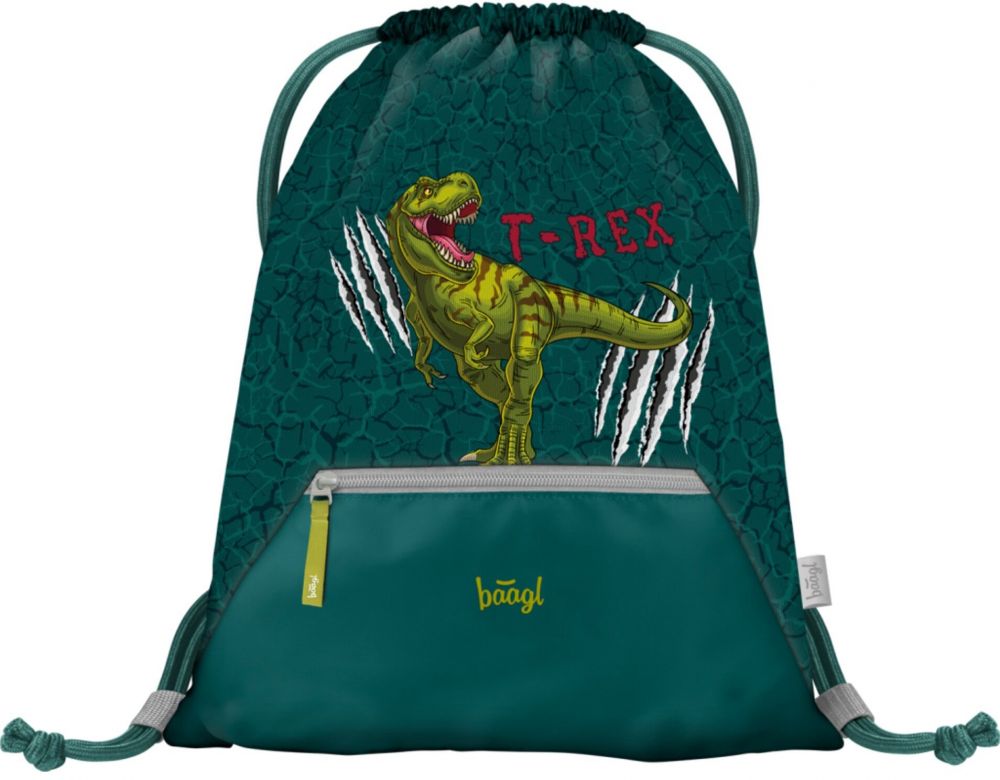 Zelený vak s vreckom Baagl T-Rex