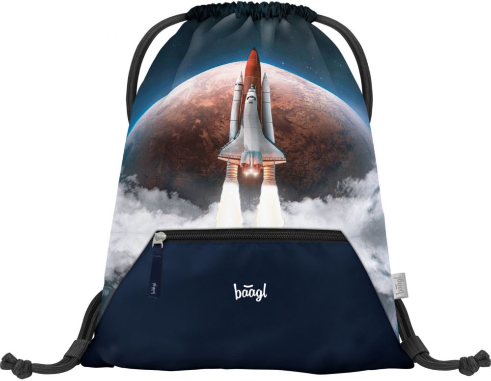 Modrý vak s vreckom Baagl Space Shuttle