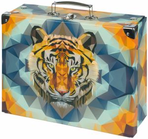Oranžový skladací školský kufrík s kovaním Baagl Tiger
