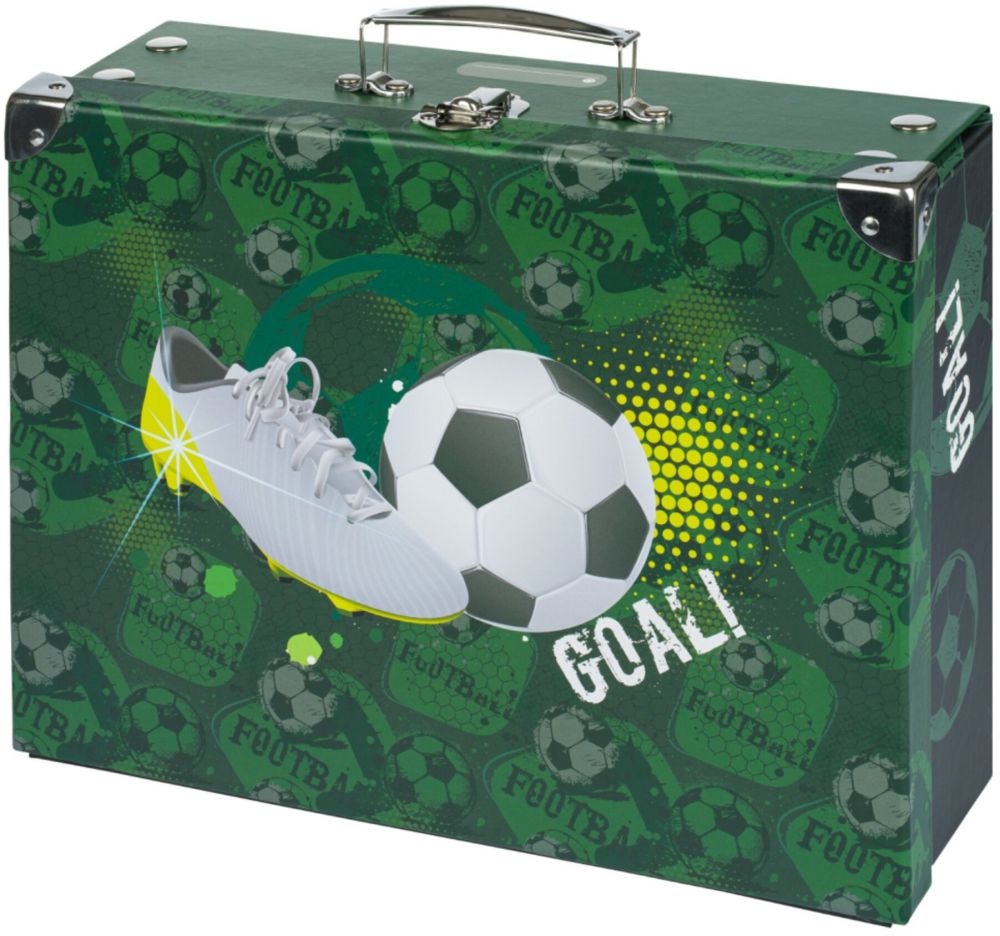 Zelený skladací školský kufrík s kovaním Baagl Futbal