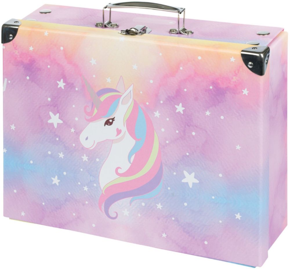 Ružový skladací školský kufrík s kovaním Baagl Rainbow Unicorn