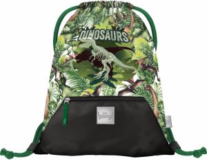 Zelený vak s vreckom Baagl Dinosaurs