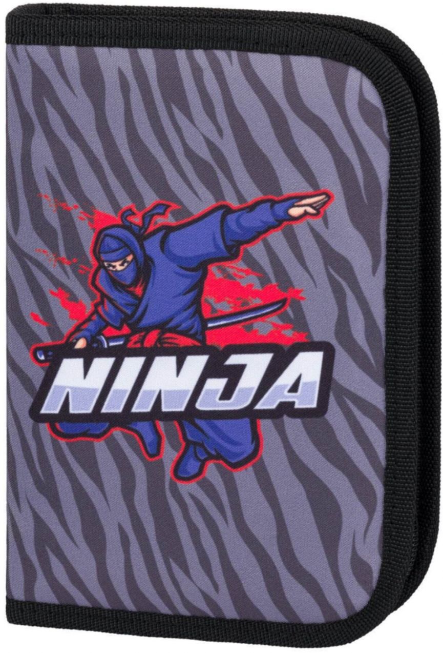 Šedý školský peračník jednoposchodový Baagl Ninja