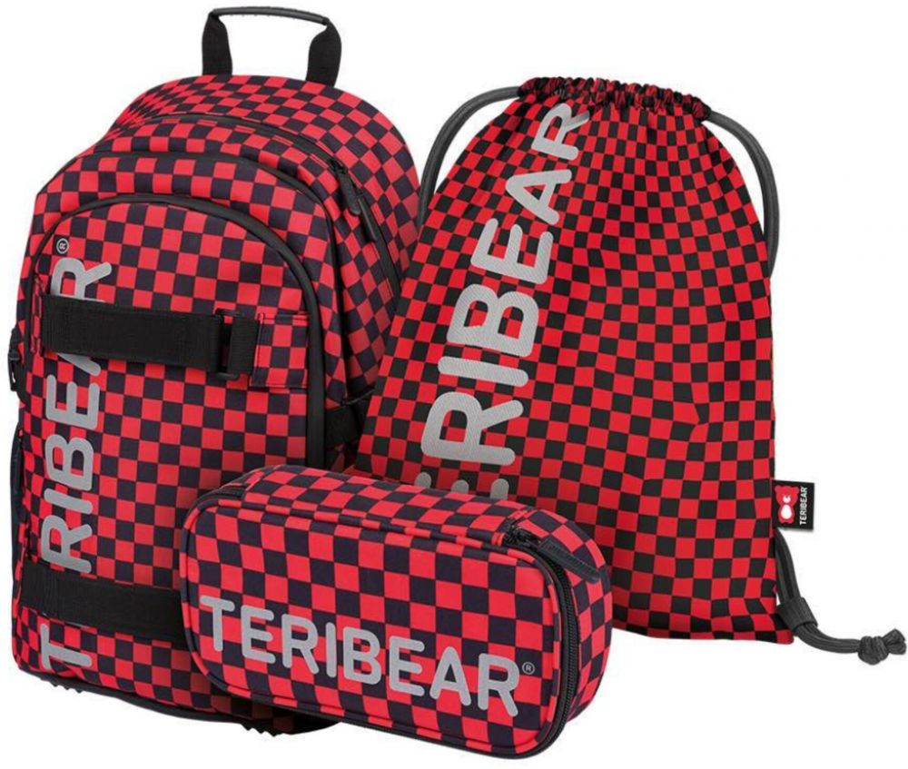 Čierny školský set Skate batoh, peračník a sáčok Baagl Teribear