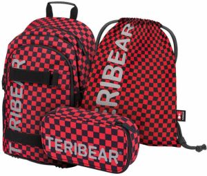 Čierny školský set Skate batoh, peračník a sáčok Baagl Teribear