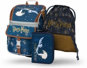Fialový školský set - aktovka, peračník, vrecko Baagl Zippy Harry Potter Bradavice