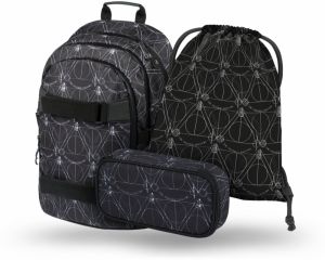 Čierny školský set - batoh, etue, sáčok Baagl Skate Harry Potter Dary smrti