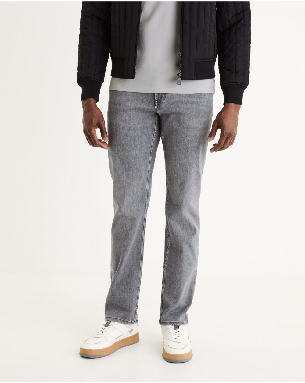 Šedé pánske straight fit džínsy Celio C15