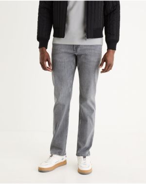 Šedé pánske straight fit džínsy Celio C15