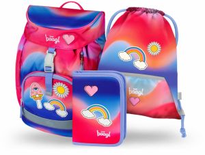Červený 3 SET Airy Hippie: batoh, peračník, sáčok Baagl