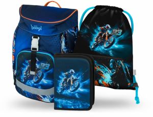 Modrý 3 SET Airy Motorka: batoh, peračník, sáčok Baagl