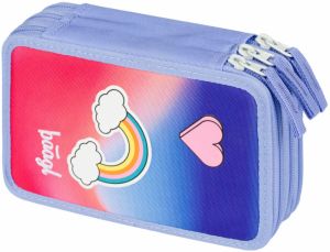 Fialový Školský peračník trojposchodový Hippie Baagl