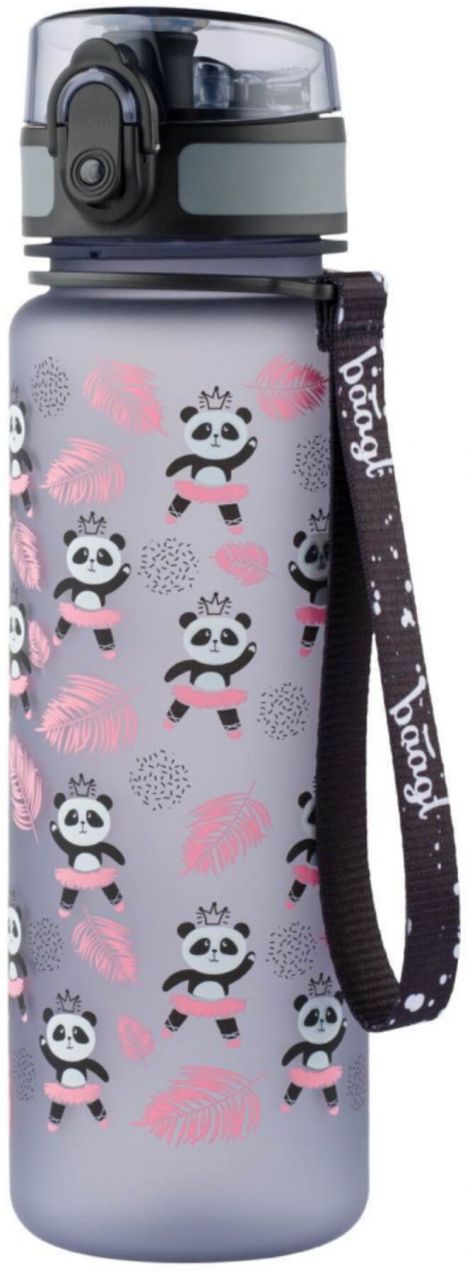 Šedá tritánová fľaša na pitie panda, 500 ml Baagl