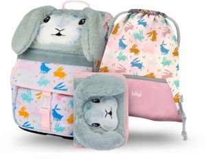 Béžový 3 SET Zippy Bunny: aktovka, peračník, sáčok Baagl