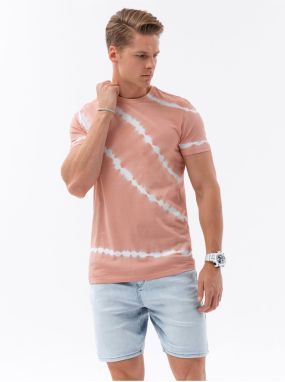 Ružové pánske batikované tričko Ombre Clothing
