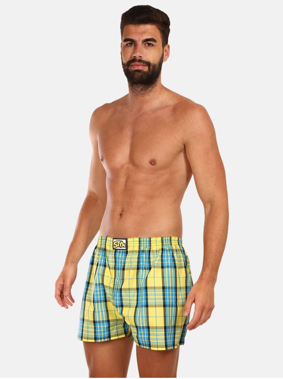 Modro-žlté pánske kockované trenírky Styx