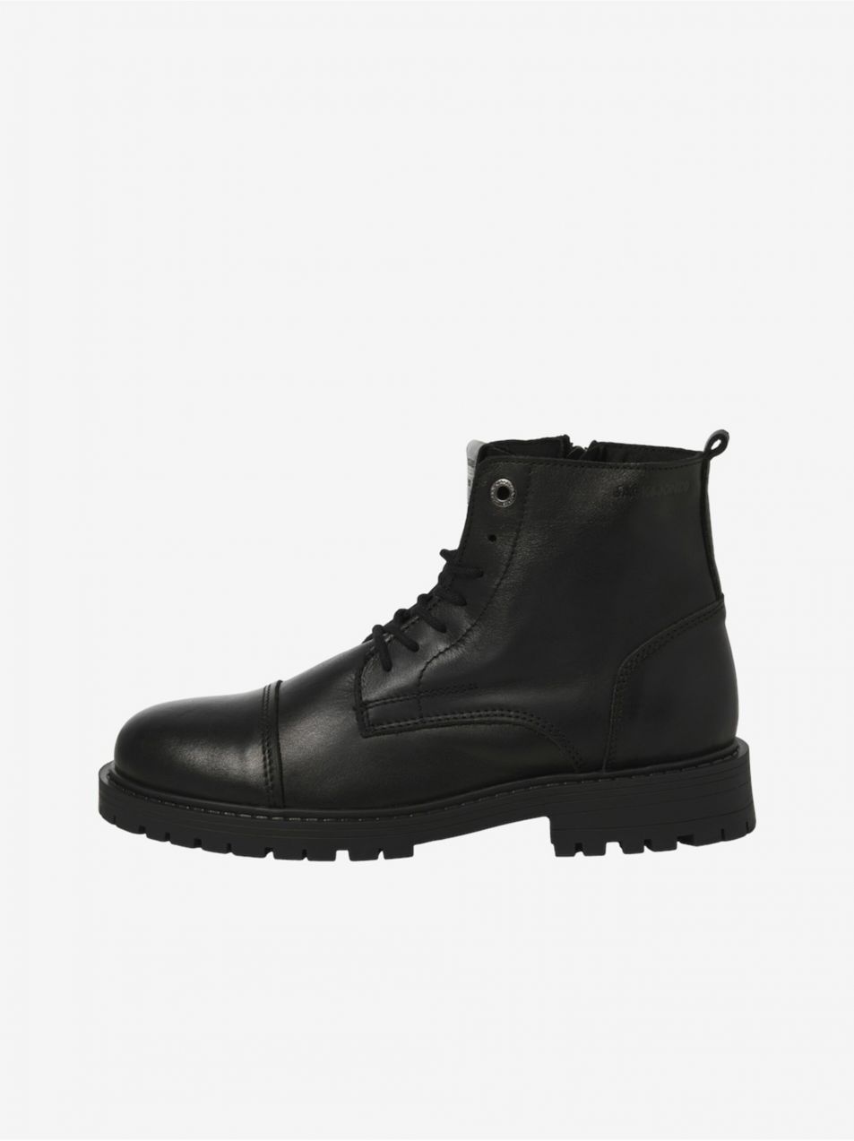 Čierne pánske kožené členkové topánky Jack & Jones Tremor