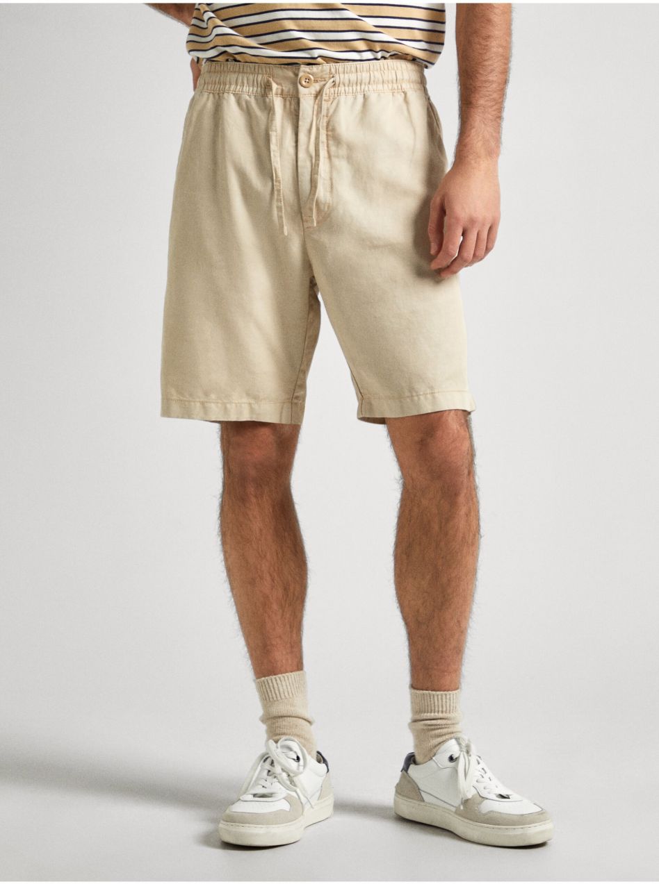 Béžové ľanové pánske kraťasy Pepe Jeans