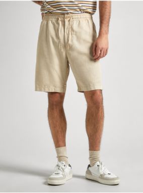 Béžové ľanové pánske kraťasy Pepe Jeans