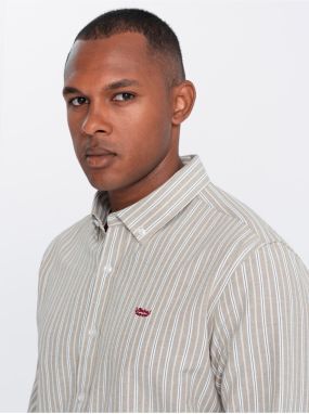 Pánska bavlnená košeľa REGULAR FIT s jemnými prúžkami Ombre Clothing Ombre Clothing