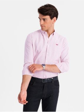 Pánska bavlnená košeľa REGULAR FIT s jemnými prúžkami Ombre Clothing Ombre Clothing