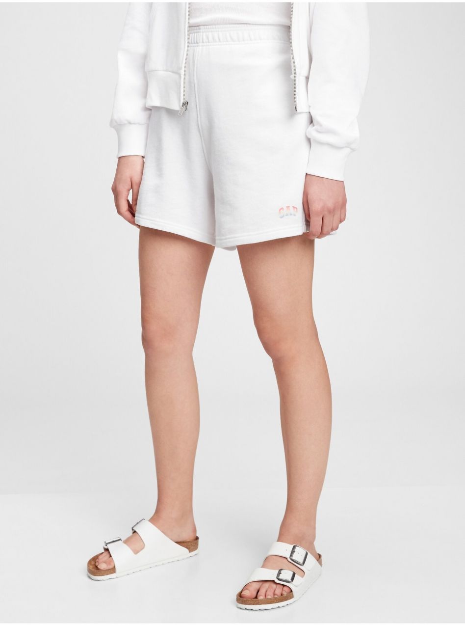 Bílé dámské kraťasy GAP Logo high rise boyfriend shorts