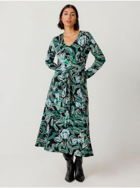 Zelené dámske kvetované šaty SKFK Vestido Kaule