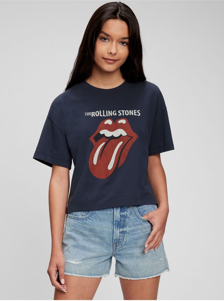 Tmavomodré dievčenské tričko GAP Teen The Rolling Stone