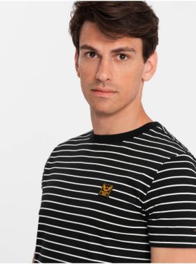 Pánske pruhované tričko s nášivkou Ombre Clothing