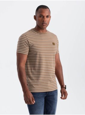 Pánske pruhované tričko s nášivkou Ombre Clothing