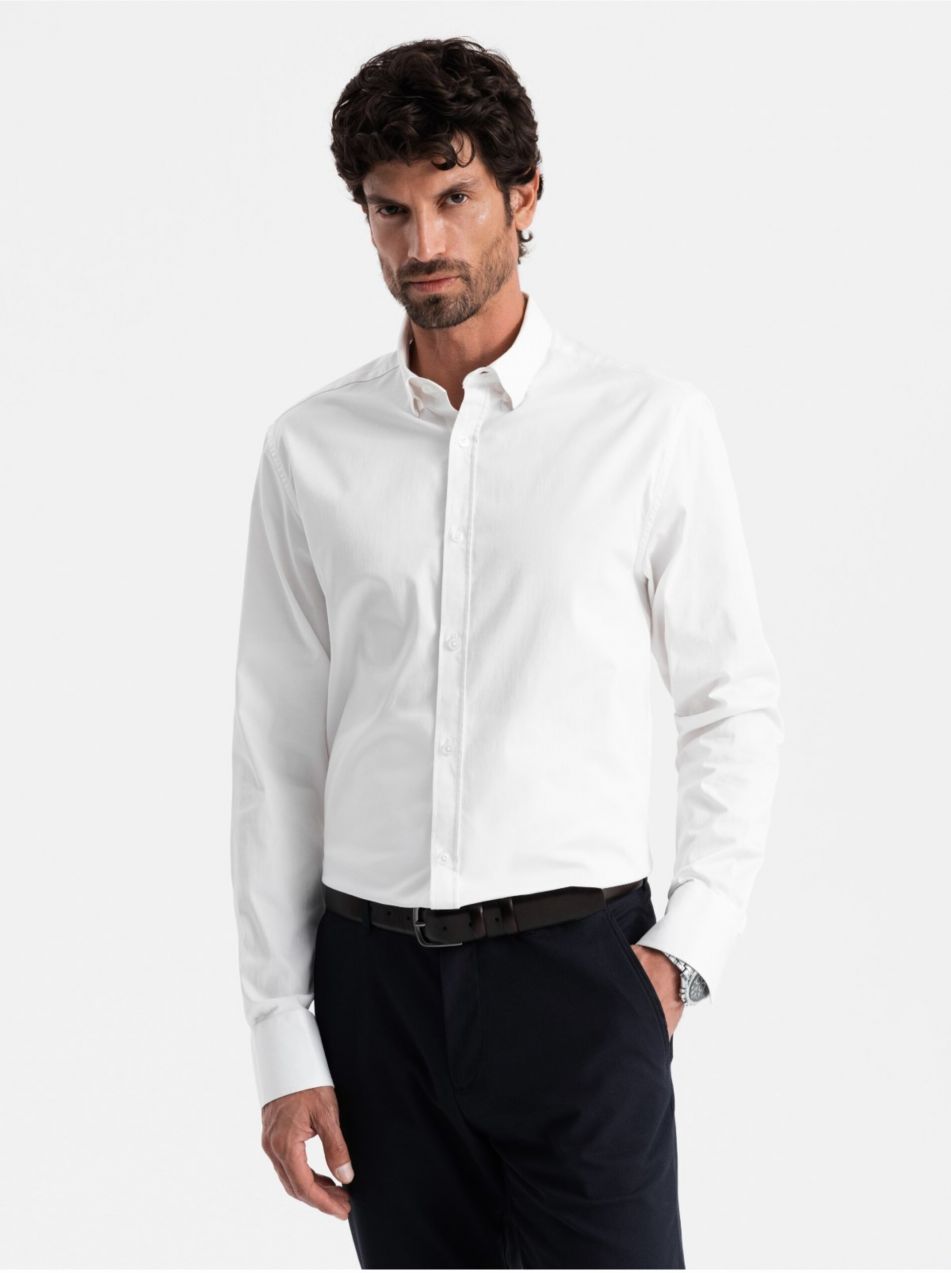 Pánska saténová košeľa Ombre Clothing SLIM FIT V1 OM-SHOS-0176