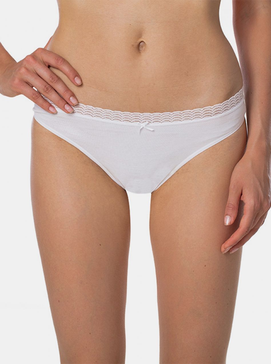 Biele dámske nohavičky s krajkovým detailom Bellinda FANCY COTTON MINISLIP