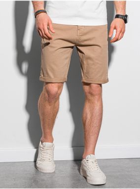 Béžové pánske casual kraťasy Ombre Clothing W303