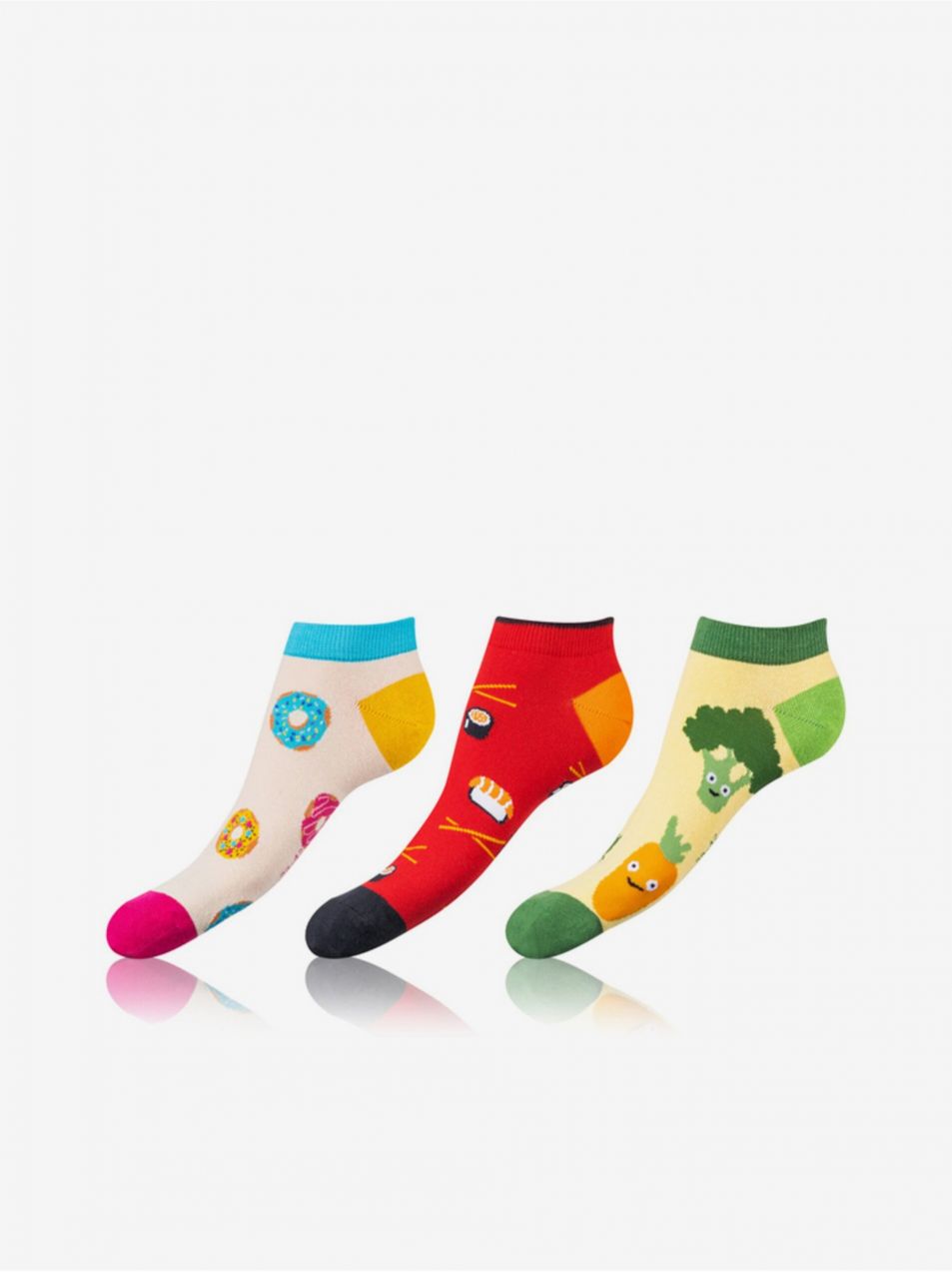 Súprava troch párov unisex farebných vzorovaných ponožiek Bellinda CRAZY IN-SHOE SOCKS 3x