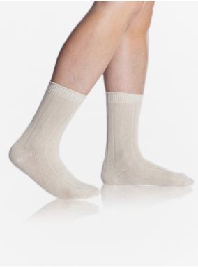 Krémové unisex zimné bambusové ponožky Bellinda BAMBUS CASUAL UNISEX SOCKS