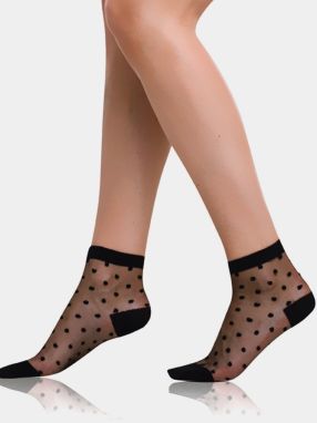 Čierne dámske bodkované silonkové ponožky Bellinda TRENDY SOCKS