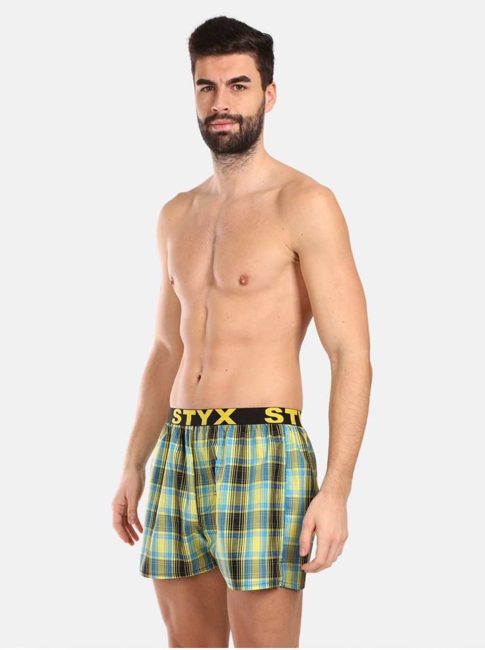 Čierno-zelené pánske kockované trenírky Styx