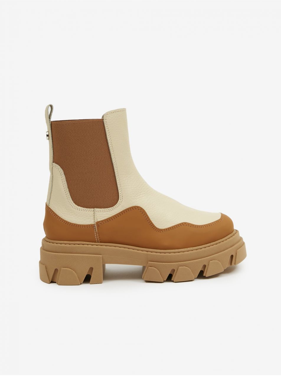 Hnedo-biele kožené členkové topánky Steve Madden Merilyn