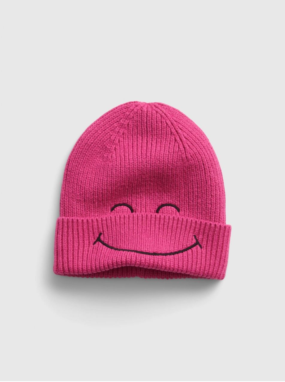 Tmavoružová dievčenská čiapka GAP & Smiley®