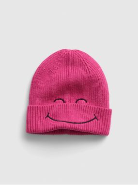 Tmavoružová dievčenská čiapka GAP & Smiley®