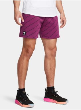 Fialové pánské kraťasy Under Armour Project Rock Icon Fleece Printed Badge Of Honor