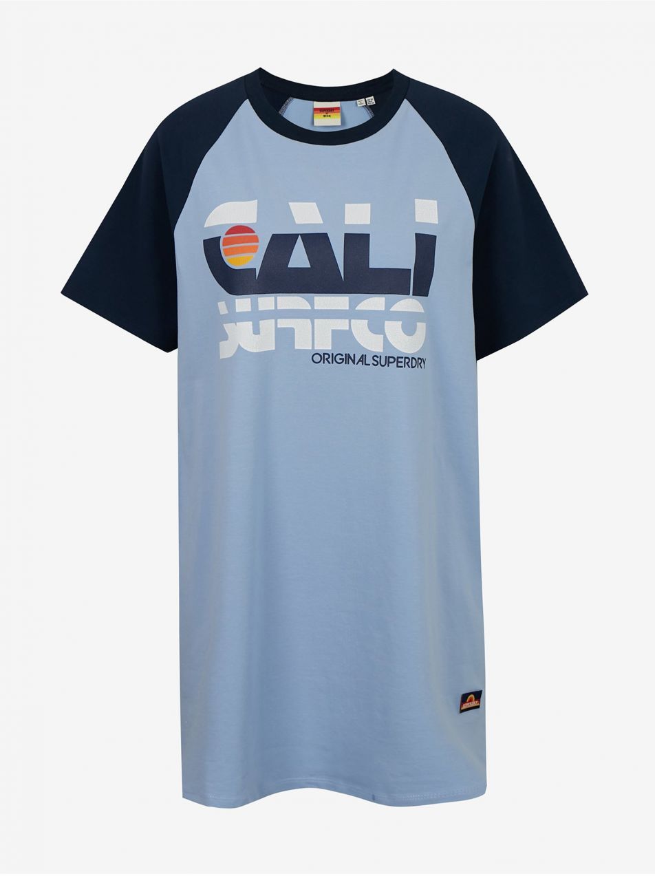 Čierno-modré dámske šaty s potlačou Superdry Cali Surf Raglan Tshirt Dress