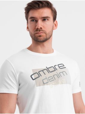 Biele pánske tričko s logom Ombre Clothing