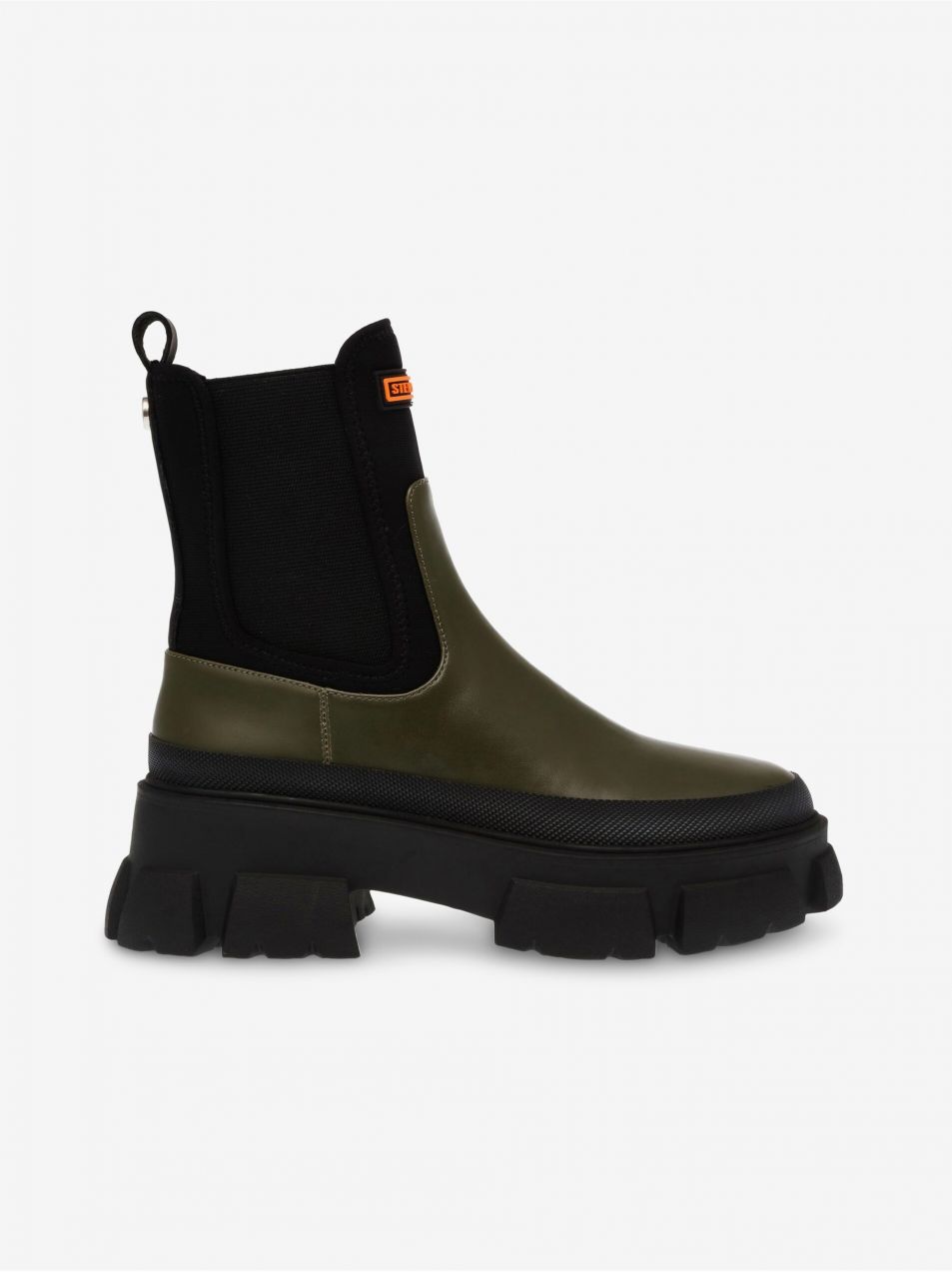 Čierno-zelené dámske kožené chelsea topánky Steve Madden Triumphal Bootie