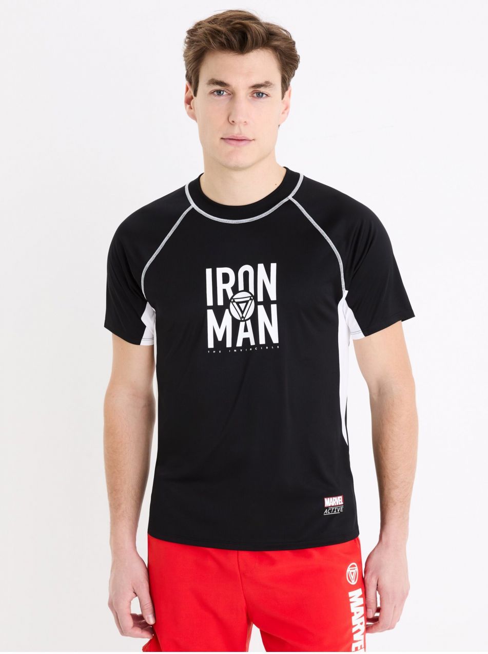 Čierne pánske športové tričko Celio Marvel Iron Man