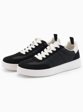 Pánske oldschoolové tenisky na hrubej podrážke čierne Ombre Clothing