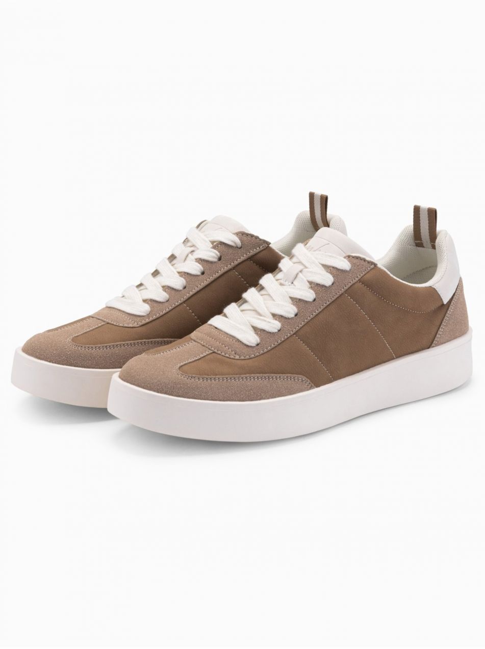 Oldschoolové pánske tenisky na hrubej podrážke svetlo hnedej Ombre Clothing