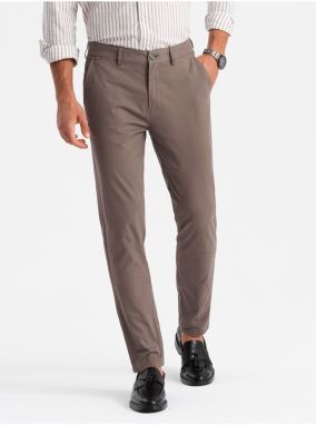 Pánske nohavice chino REGULAR FIT hnedé Ombre Clothing